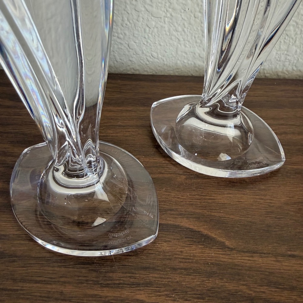 Marquis By Waterford Crystal Palma Pair of 2 Candleholders Candlesticks 7" Tall - Picture 3 of 9